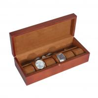 6-Watch Case solidtop vintage wood/chestnut velvet